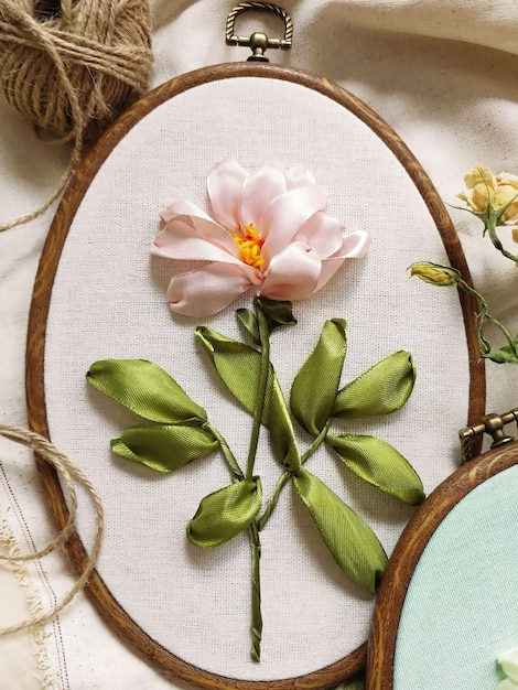 ręka haftująca detal